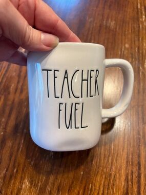 Rae Dunn White Ceramic Mug with Black Logo Teacher Fuel